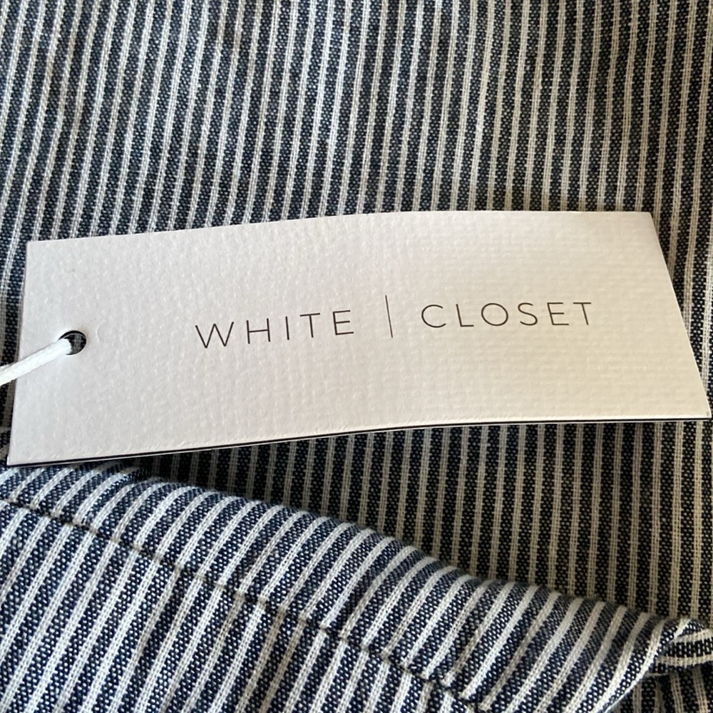 White Closet Navy White Ticking Sweetheart Neckline Nautical Midi Sundress - Picture 8 of 11